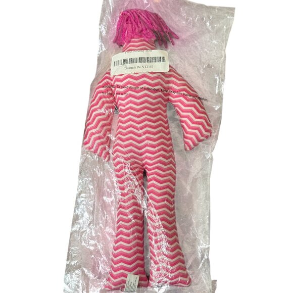 Dammit Doll Stress Relief Plush Pink Striped Pink Hair 12 inch NEW IN PACKAGE! - Picture 5 of 6